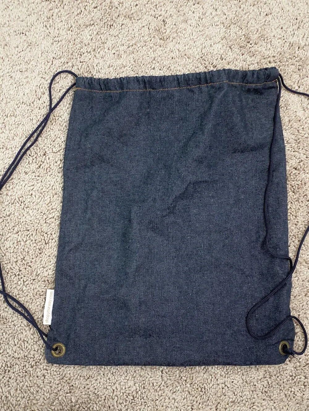Drawstring Cloth Backpack Color Blue With Pocket inside with zipper